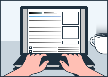 illustration of a person filling forms at home